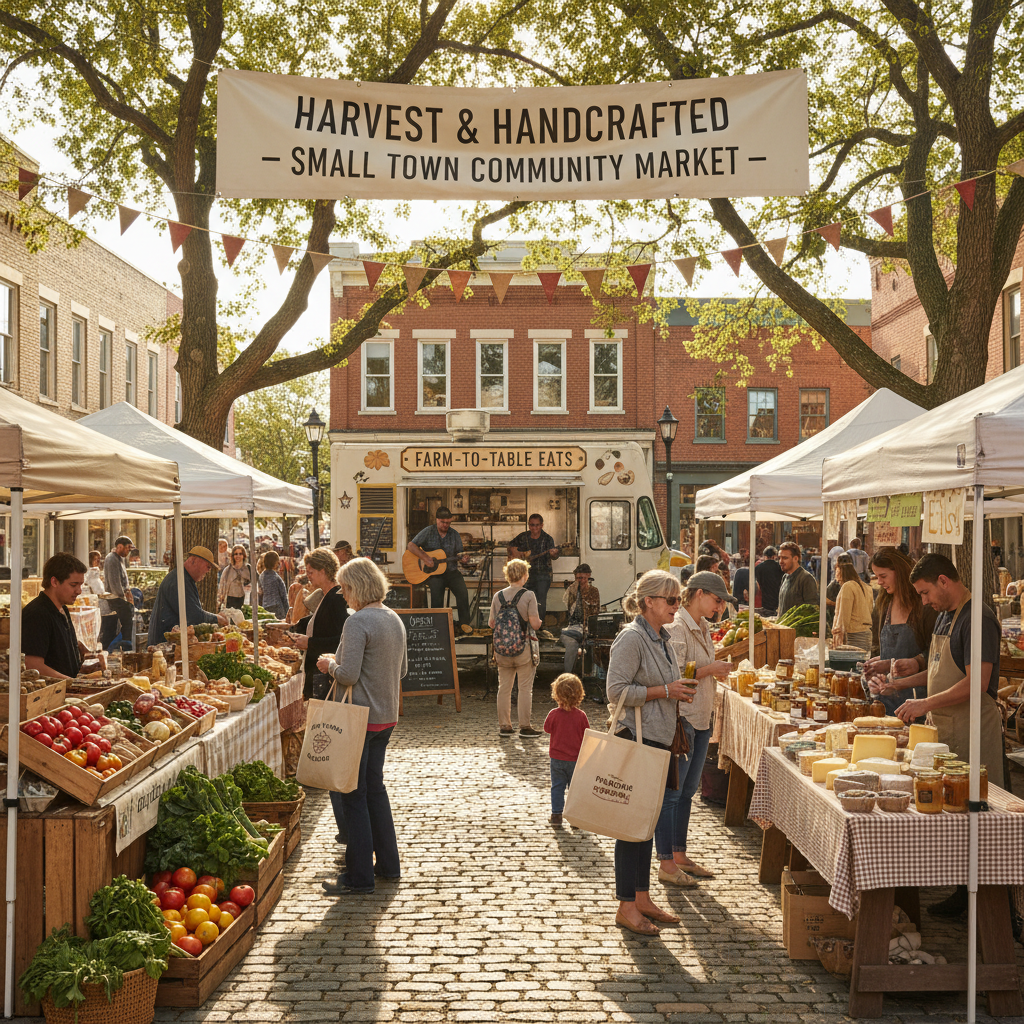 Community members at a local farmstand market